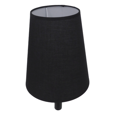 GloboStar® LYDFORD 01432 Μοντέρνο Επιτοίχιο Φωτιστικό Απλίκα Μονόφωτο 1 x E27 IP20 Μαύρο Ύφασμα, Μαύρο Μέταλλο με Μπέζ Ξύλο - Μ20 x Π28 x Υ36cm