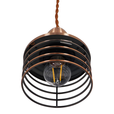 GloboStar® MANHATTAN 01453 Μοντέρνο Κρεμαστό Φωτιστικό Καμπάνα Μονόφωτο 1 x E27 IP20 Χάλκινο Μέταλλο - Μ11 x Π11 x Υ14cm