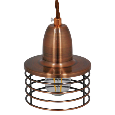 GloboStar® MANHATTAN 01453 Μοντέρνο Κρεμαστό Φωτιστικό Καμπάνα Μονόφωτο 1 x E27 IP20 Χάλκινο Μέταλλο - Μ11 x Π11 x Υ14cm