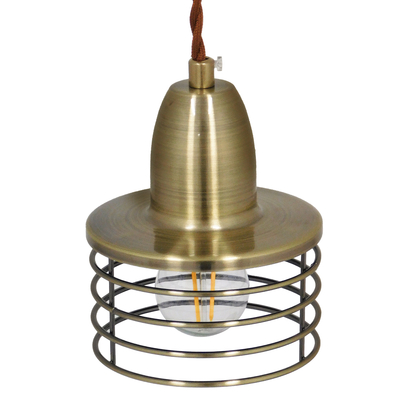 GloboStar® MANHATTAN 01455 Μοντέρνο Κρεμαστό Φωτιστικό Καμπάνα Μονόφωτο 1 x E27 IP20 Μπρούτζινο Μέταλλο - Μ11 x Π11 x Υ14cm