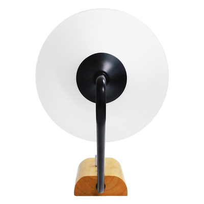 GloboStar® ALESSIA 01457 Μοντέρνο Επιτοίχιο Φωτιστικό Απλίκα Μονόφωτο 1 x E27 IP20 Μαύρο Μέταλλο, Λευκό Γυαλί με Μπεζ Ξύλο - Μ18 x Π26 x Υ29cm