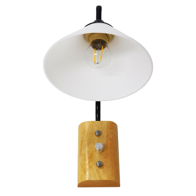 GloboStar® ALESSIA 01457 Μοντέρνο Επιτοίχιο Φωτιστικό Απλίκα Μονόφωτο 1 x E27 IP20 Μαύρο Μέταλλο, Λευκό Γυαλί με Μπεζ Ξύλο - Μ18 x Π26 x Υ29cm