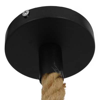 GloboStar® URBAN 01521 Vintage Κρεμαστό Φωτιστικό Πλέγμα Μονόφωτο 1 x E27 IP20 Μαύρο Μέταλλο με Μπεζ Σχοινί - Μ15 x Π15 x Υ25cm