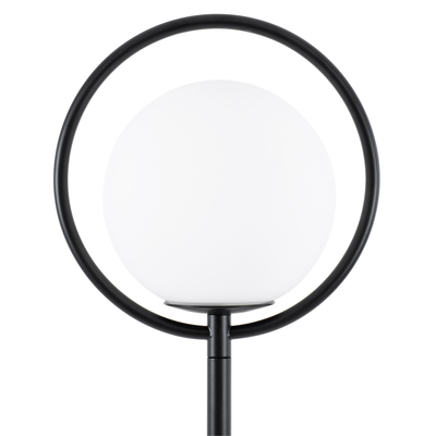 GloboStar® VERSAILLES 01540 Μοντέρνο Επιδαπέδιο Φωτιστικό Μονόφωτο 1 x E27 IP20 Μαύρο Αλουμίνιο, Λευκό Γυαλί με Γκρι Μάρμαρο - Μ25 x Π25 x Υ150cm