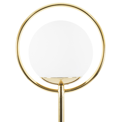 GloboStar® VERSAILLES 01541 Μοντέρνο Επιδαπέδιο Φωτιστικό Μονόφωτο 1 x E27 IP20 Χρυσό Αλουμίνιο, Λευκό Γυαλί με Γκρι Μάρμαρο - Μ25 x Π25 x Υ150cm