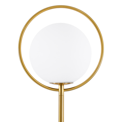 GloboStar® VERSAILLES 01543 Μοντέρνο Επιδαπέδιο Φωτιστικό Μονόφωτο 1 x E27 IP20 Χρυσό Αλουμίνιο , Λευκό Γυαλί με Γκρι Μάρμαρο - Μ35 x Π35 x Υ170cm