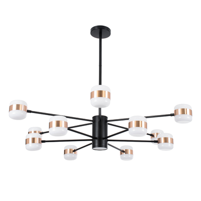 GloboStar® ORNATE 01553 Φωτιστικό Οροφής LED 104W lm ° AC 220-240V IP20 Φυσικό Λευκό 4500k Μαύρο & Χάλκινο Μέταλλο με Λευκό Πλαστικό - Μ65 x Π65 x Υ70cm - 2 Xρόνια Εγγύηση