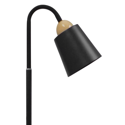 GloboStar® RIBBON 01585 Μοντέρνο Επιδαπέδιο Φωτιστικό Μονόφωτο 1 x E27 IP20 Μαύρο Μέταλλο με Μπεζ Ξύλο - Μ13 x Π13 x Υ164cm