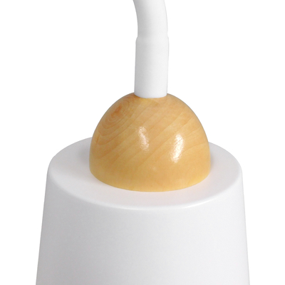 GloboStar® RIBBON 01586 Μοντέρνο Επιδαπέδιο Φωτιστικό Μονόφωτο 1 x E27 IP20 Λευκό Μέταλλο με Μπεζ Ξύλο - Μ13 x Π13 x Υ164cm