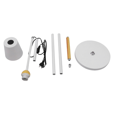 GloboStar® RIBBON 01586 Μοντέρνο Επιδαπέδιο Φωτιστικό Μονόφωτο 1 x E27 IP20 Λευκό Μέταλλο με Μπεζ Ξύλο - Μ13 x Π13 x Υ164cm