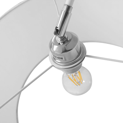 GloboStar® IMPERIAL 01588 Μοντέρνο Επιδαπέδιο Φωτιστικό Μονόφωτο 1 x E27 IP20 Λευκό Μέταλλο, Λευκό Ύφασμα με Γκρι Μάρμαρο - Μ34 x Π34 x Υ172cm