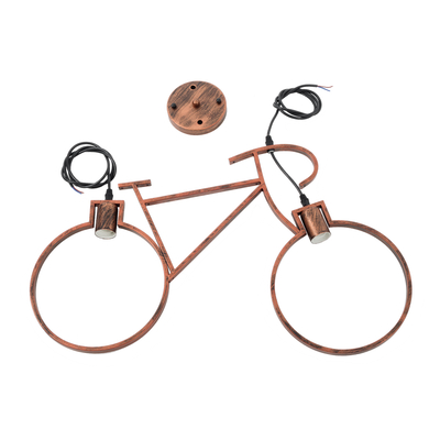 GloboStar® BIKE 00868 Vintage Κρεμαστό Φωτιστικό Φιγούρα Δίφωτο 2 x E27 IP20 Χάλκινο Μέταλλο - Μ67 x Π3.5 x Υ41cm