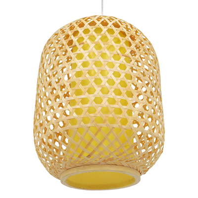 GloboStar® MAURITIUS 00899 Boho Κρεμαστό Φωτιστικό Ανάρτηση Μονόφωτο 1 x E27 IP20 Μπεζ Ξύλο - Μ30 x Π30 x Υ40cm