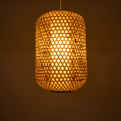 GloboStar® MAURITIUS 00901 Boho Κρεμαστό Φωτιστικό Ανάρτηση Μονόφωτο 1 x E27 IP20 Μπεζ Ξύλο - Μ40 x Π40 x Υ60cm