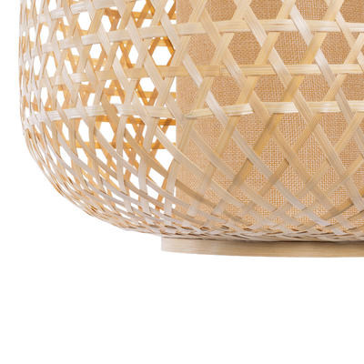 GloboStar® MAURITIUS 00901 Boho Κρεμαστό Φωτιστικό Ανάρτηση Μονόφωτο 1 x E27 IP20 Μπεζ Ξύλο - Μ40 x Π40 x Υ60cm