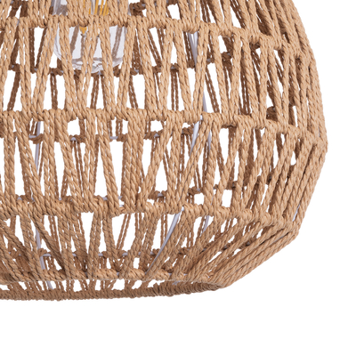 GloboStar® JENSON 00911 Boho Κρεμαστό Φωτιστικό Πλέγμα Μονόφωτο 1 x E27 IP20 Μπεζ Σχοινί - Μ36 x Π36 x Y30cm