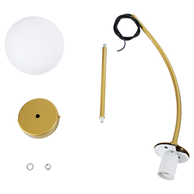 GloboStar® DRIZZLE 00921 Μοντέρνο Φωτιστικό Οροφής Μπάλα Μονόφωτο 1 x E27 IP20 Χρυσό Μέταλλο με Λευκό Γυαλί - Μ15 x Π15 x Υ100cm