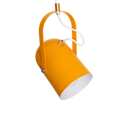 GloboStar® HAZEL 00926 Μοντέρνο Κρεμαστό Φωτιστικό Ανάρτηση Μονόφωτο 1 x E27 IP20 Πορτοκαλί, Λευκό & Χρυσό Μέταλλο - Μ12 x Π12 x Υ27cm