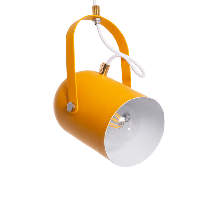 GloboStar® HAZEL 00926 Μοντέρνο Κρεμαστό Φωτιστικό Ανάρτηση Μονόφωτο 1 x E27 IP20 Πορτοκαλί, Λευκό & Χρυσό Μέταλλο - Μ12 x Π12 x Υ27cm