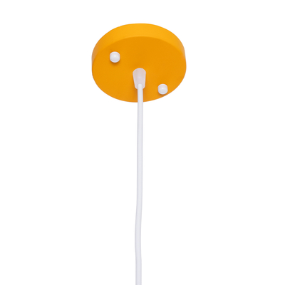 GloboStar® HAZEL 00926 Μοντέρνο Κρεμαστό Φωτιστικό Ανάρτηση Μονόφωτο 1 x E27 IP20 Πορτοκαλί, Λευκό & Χρυσό Μέταλλο - Μ12 x Π12 x Υ27cm