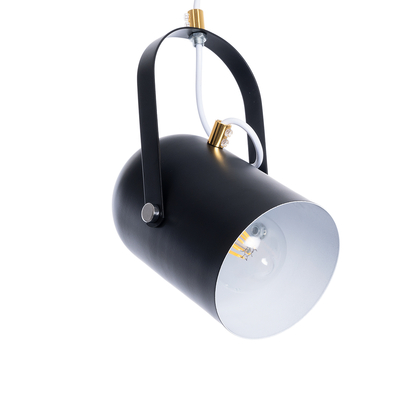 GloboStar® HAZEL 00930 Μοντέρνο Κρεμαστό Φωτιστικό Ανάρτηση Μονόφωτο 1 x E27 IP20 Μαύρο, Άσπρο & Χρυσό Μέταλλο - Μ12 x Π12 x Υ27cm