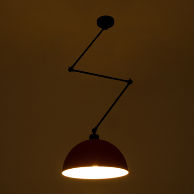 GloboStar® LOTUS 00938 Μοντέρνο Φωτιστικό Οροφής Καμπάνα Μονόφωτο 1 x E27 IP20 Κόκκινο, Μαύρο & Λευκό Μέταλλο - Μ30 x Π30 x Υ21cm