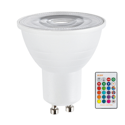 GloboStar® 76067 Σποτ LED GU10 MR16 5W 350lm 120° AC 220-240V IP20 Φ5 x Υ5.8cm - Εναλλαγή Φωτισμού μέσω Τηλεχειριστηρίου RGB & Θερμό Λευκό 2700K - Dimmable - 2 Χρόνια Εγγύηση