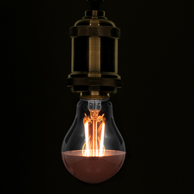 GloboStar® 99111 Λάμπα E27 A60 Γλόμπος με Ανεστραμμένο Χάλκινο Καθρέπτη LED FILAMENT 8W 840 lm 320° AC 85-265V Edison Retro με Διάφανο-Χάκλινο Γυαλί Ultra Θερμό Λευκό 2200 K Dimmable