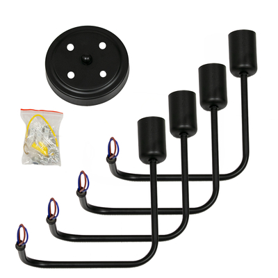 GloboStar® LIBERTA 00838 Μοντέρνο Φωτιστικό Οροφής Πλέγμα Πολύφωτο 4 x E27 IP20 Μαύρο Μέταλλο - Μ44.5 x Π44.5 x Υ12cm