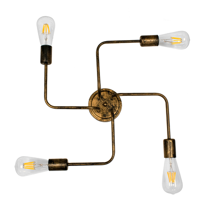 GloboStar® LIBERTA 00839 Μοντέρνο Φωτιστικό Οροφής Πλέγμα Πολύφωτο 4 x E27 IP20 Χάλκινο Μέταλλο - Μ44.5 x Π44.5 x Υ12cm