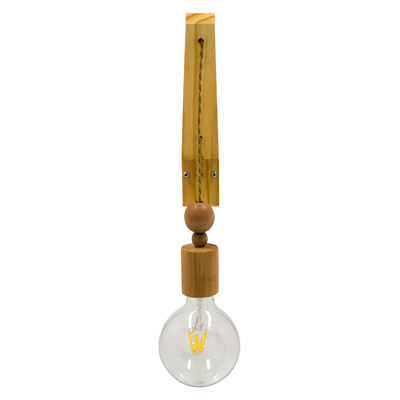 GloboStar® NOVO 00885 Vintage Επιτοίχιο Φωτιστικό Απλίκα Μονόφωτο 1 x E27 IP20 Μπεζ Ξύλο με Μπεζ Σχοινί - Μ7 x Π27 x Υ65cm