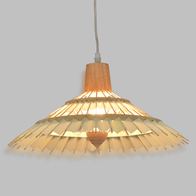 GloboStar® VENTALIA 00897 Boho Κρεμαστό Φωτιστικό Πλέγμα Μονόφωτο 1 x E27 IP20 Μπεζ Ξύλο - Μ40 x Π40 x Y22cm