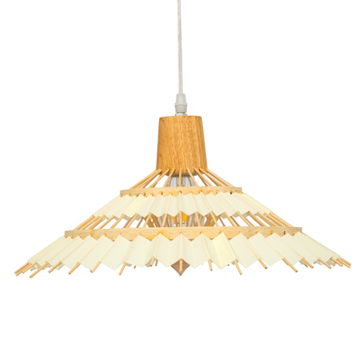 GloboStar® VENTALIA 00897 Boho Κρεμαστό Φωτιστικό Πλέγμα Μονόφωτο 1 x E27 IP20 Μπεζ Ξύλο - Μ40 x Π40 x Y22cm
