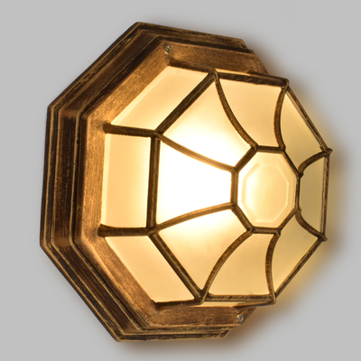 GloboStar® RUBY 00913 Vintage Φωτιστικό Πλαφονιέρα Οροφής Μονόφωτο 1 x E27 IP20 Χάλκινο Μέταλλο με Λευκό Γυαλί - Μ27 x Π27 x Υ12cm