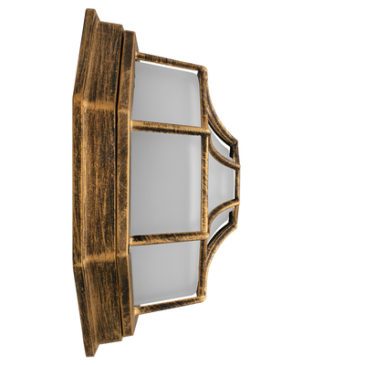 GloboStar® RUBY 00913 Vintage Φωτιστικό Πλαφονιέρα Οροφής Μονόφωτο 1 x E27 IP20 Χάλκινο Μέταλλο με Λευκό Γυαλί - Μ27 x Π27 x Υ12cm