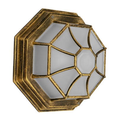 GloboStar® RUBY 00914 Vintage Φωτιστικό Πλαφονιέρα Οροφής Μονόφωτο 1 x E27 IP20 Μπρούτζινο Μέταλλο με Λευκό Γυαλί - Μ27 x Π27 x Υ12cm