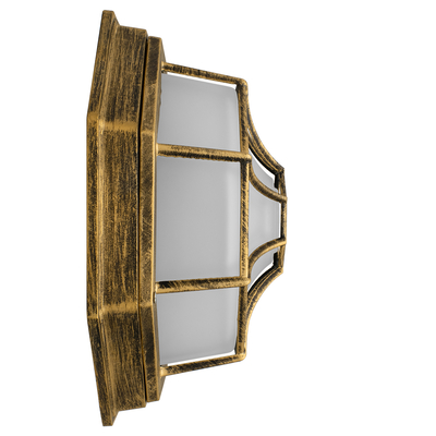 GloboStar® RUBY 00914 Vintage Φωτιστικό Πλαφονιέρα Οροφής Μονόφωτο 1 x E27 IP20 Μπρούτζινο Μέταλλο με Λευκό Γυαλί - Μ27 x Π27 x Υ12cm