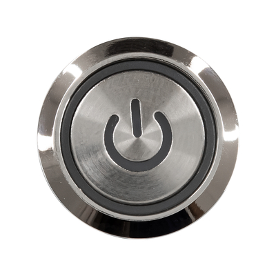 GloboStar® 70780 LED Φωτιζόμενος Διακόπτης Χωνευτός - Μπουτόν On/Off Ανοξείδωτος DC 12V με Angel Eye Αδιάβροχο Φ18mm IP67 Ψυχρό Λευκό 6000K