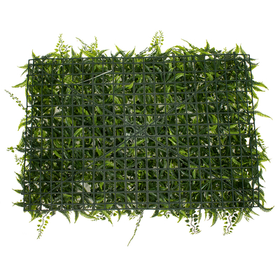 GloboStar® 78402 Artificial - Συνθετικό Τεχνητό Διακοσμητικό Πάνελ Φυλλωσιάς - Κάθετος Κήπος Νάνος Φτέρη - Νάνος Κισσός - Νάνος Δάφνη Πράσινο Μ60 x Υ40 x Π9cm