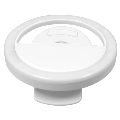 GloboStar® 79042 Selfie Ring Light LED SMD 2W 200 lm Λευκό Σώμα με Ενσωματωμένη Επαναφορτιζόμενη Μπαταρία 500mAh & Καλώδιο Φόρτισης Micro USB Ψυχρό Λευκό 6000 K για Κινητό Τηλέφωνο και Tablet Φ8.5 x Υ2.5cm