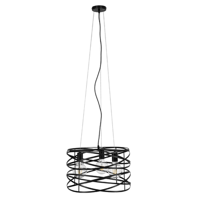 GloboStar® TOKEN 00855 Μοντέρνο Κρεμαστό Φωτιστικό Πλέγμα Τρίφωτο 3 x E27 IP20 Μαύρο Μέταλλο - Μ43 x Π43 x Υ29cm