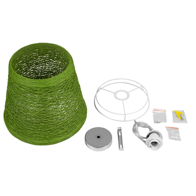 GloboStar® PLAYROOM 00864 Vintage Κρεμαστό Φωτιστικό Καμπάνα Μονόφωτο 1 x E27 IP20 Πράσινο Rattan - Μ32 x Π32 x Υ27cm