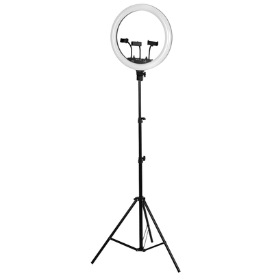 GloboStar® 75805 Professional Digital Ring Light Φ46cm LED SMD 70W 7000lm 180° AC 230V με Καλώδιο Τροφοδοσίας Πρίζας - Ασύρματο Χειριστήριο RF 2.4Ghz Εναλλαγής Χρωμάτων & 3 Βάσεις Τηλεφώνου - Πολύχρωμο RGBW+WW Dimmable