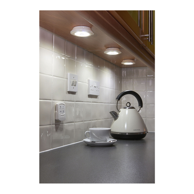 GloboStar® 79044 Φωτιστικά Νυκτός Μπαταρίας LED COB 6W 600lm με Timer & Ασύρματο Χειριστήριο RF - ΣΕΤ 3 Τεμαχίων Ψυχρό Λευκό 6000K