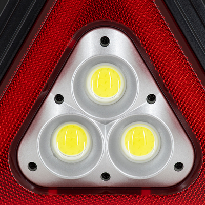 GloboStar® 79081 Φορητό Επαναφορτιζόμενο Τρίγωνο Ασφαλείας - Προβολέας Εργασίας LED COB 35W 3500lm με Ενσωματωμένη Μπαταρία 2000mAh & Φωτοβολταϊκό Πάνελ - 5 Light Modes & Power Bank με Καλώδιο Φόρτισης USB Αδιάβροχο IP54 Ψυχρό Λευκό 6000K