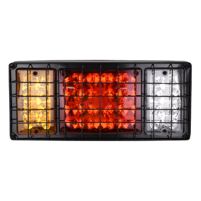 GloboStar® 79928 Πίσω Φανάρι Τρέιλερ 36 LED 12V με Μεταλλικό Πλέγμα Προστασίας Universal Αδιάβροχο IP66 Πορτοκαλί - Κόκκινο - Λευκό 6000K