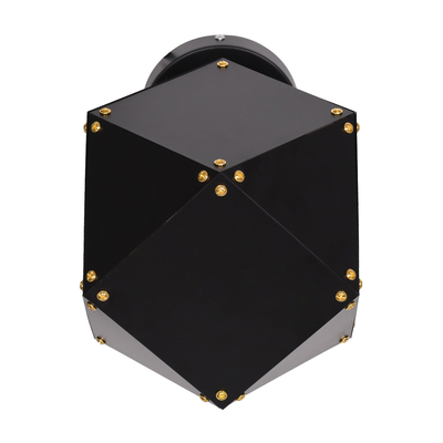 GloboStar® WELLES 00794 Μοντέρνο Επιτοίχιο Φωτιστικό Απλίκα Μονόφωτο 1 x E27 IP20 Μαύρο & Χρυσό Μέταλλο - Μ17 x Π28 x Υ17cm