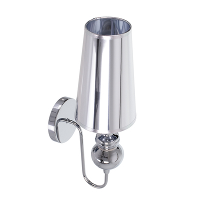 GloboStar® LAURA 01498 Μοντέρνο Επιτοίχιο Φωτιστικό Απλίκα Μονόφωτο 1 x E27 IP20 Ασημί Μέταλλο - Μ21 x Π15 x Y48cm