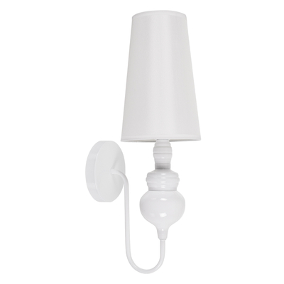 GloboStar® LAURA 01499 Μοντέρνο Επιτοίχιο Φωτιστικό Απλίκα Μονόφωτο 1 x E27 IP20 Λευκό Μέταλλο με Λευκό Ύφασμα - Μ21 x Π15 x Y48cm