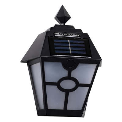 GloboStar® 71494 Αυτόνομο Ηλιακό Φωτιστικό Τοίχου Μαύρο LED SMD 1W 40lm με Ενσωματωμένη Μπαταρία 600mAh - Φωτοβολταϊκό Πάνελ με Αισθητήρα Ημέρας-Νύχτας IP65 Ψυχρό Λευκό 6000K